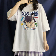 實拍夏季日系印花寬鬆版短袖恤女學生