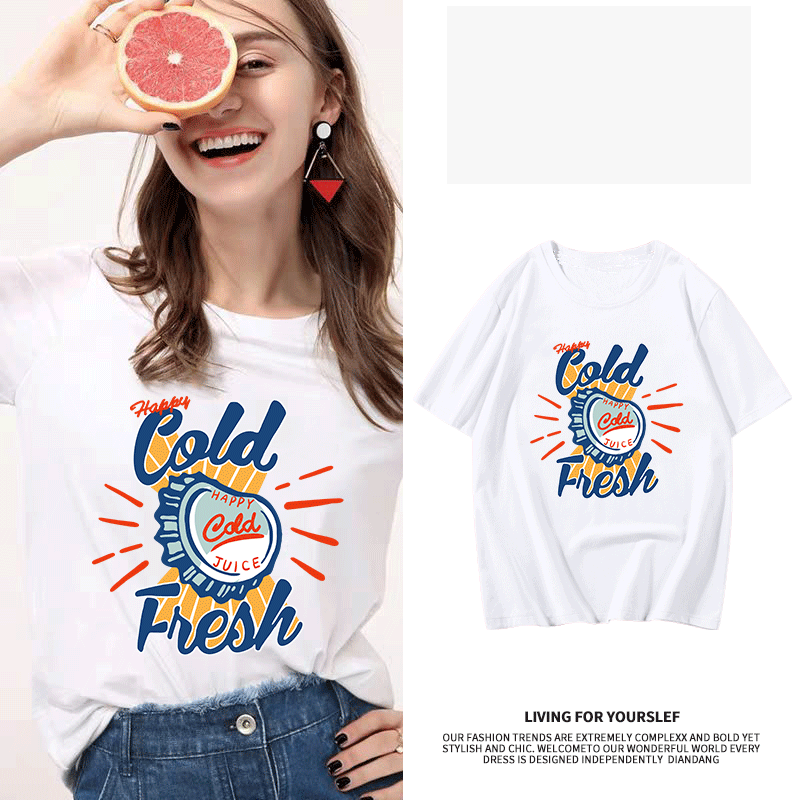 Official cartoon letter short sleeve t-shirt female spring summer pure white Korean loose top pure cotton