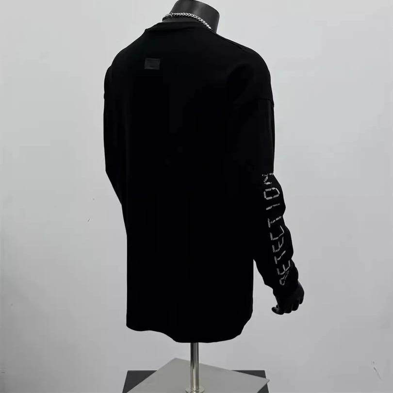 통관 누출 대외 무역 잉여품 미국 오버 사이즈 순면 긴팔 티셔츠와 남녀 루즈 탑