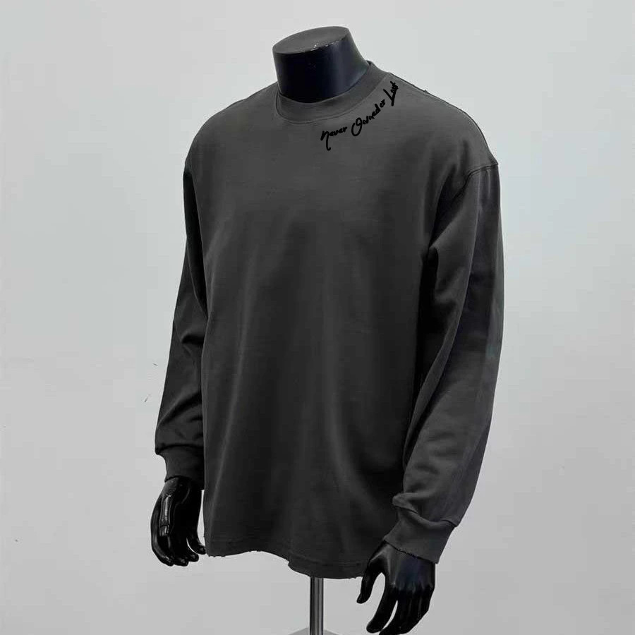 통관 누설 대외 무역 잉여품 미국 유행 라운드 넥 순면 긴팔 티셔츠 남녀 루즈 탑