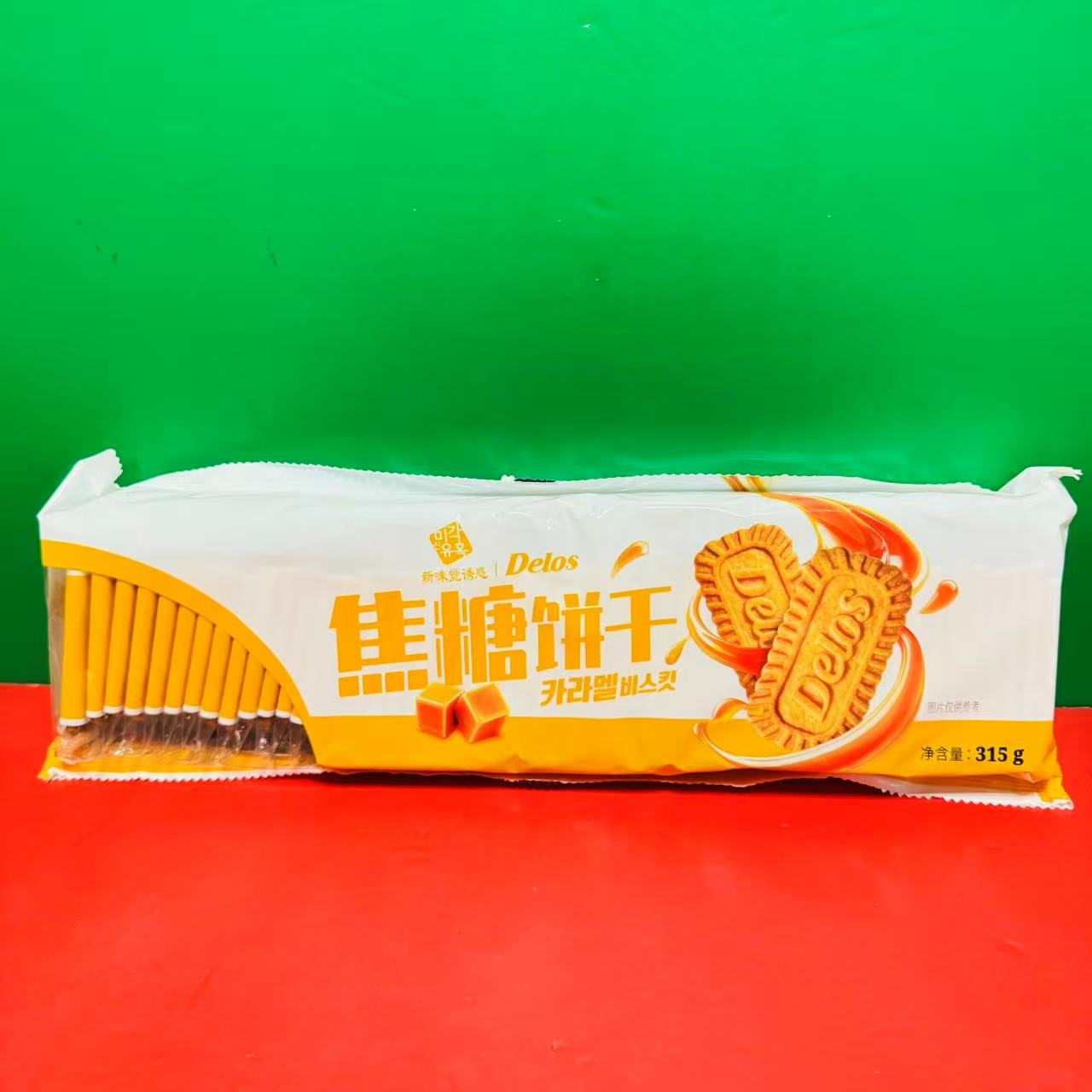 临期特价韩国进口新味觉诱惑焦糖饼干315g袋装早餐下午茶零食点心
