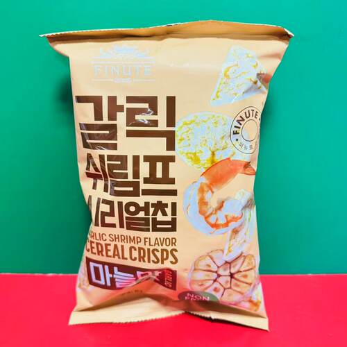 临期价 韩国进口FINUTE大蒜虾味谷物脆片82g袋装煲剧零食膨化食品