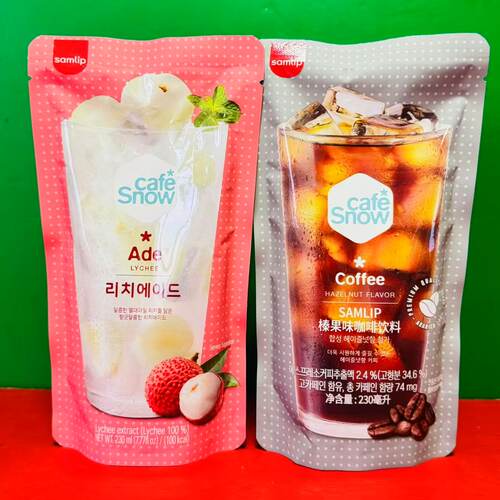 临期特价 韩国进口SAMLIP荔枝味饮料榛果味咖啡饮料230ml袋装饮品
