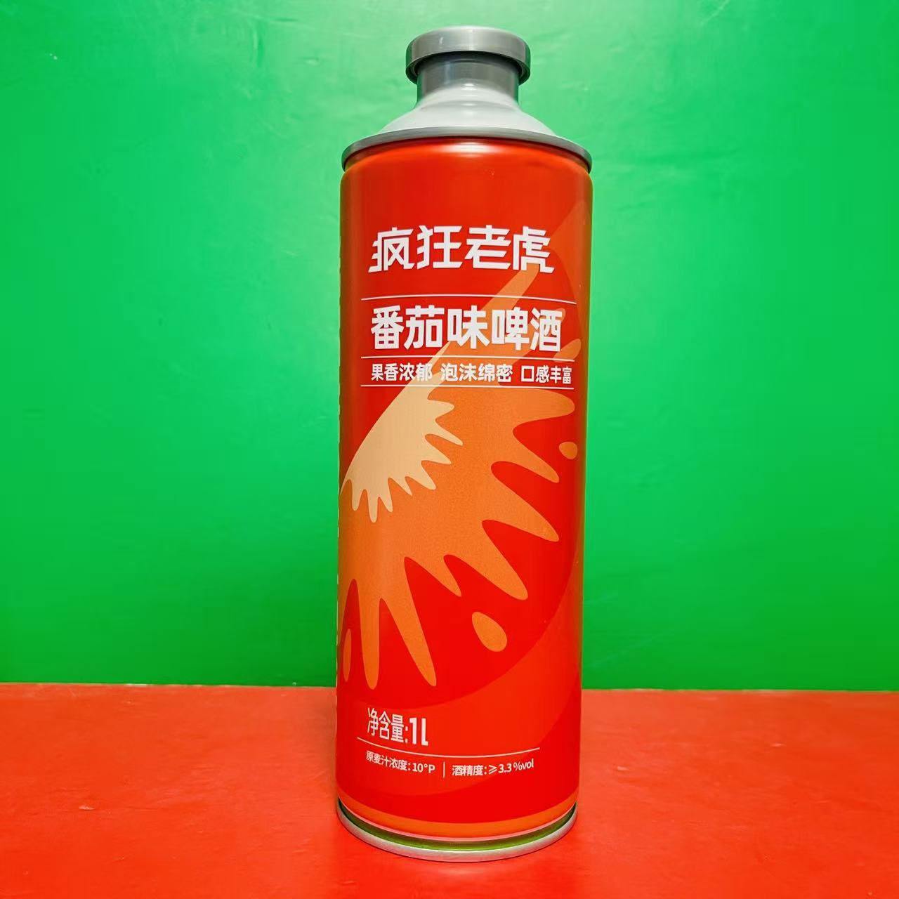 临期特价 疯狂老虎番茄味啤酒1000ML易拉罐即饮果香浓郁泡沫绵密