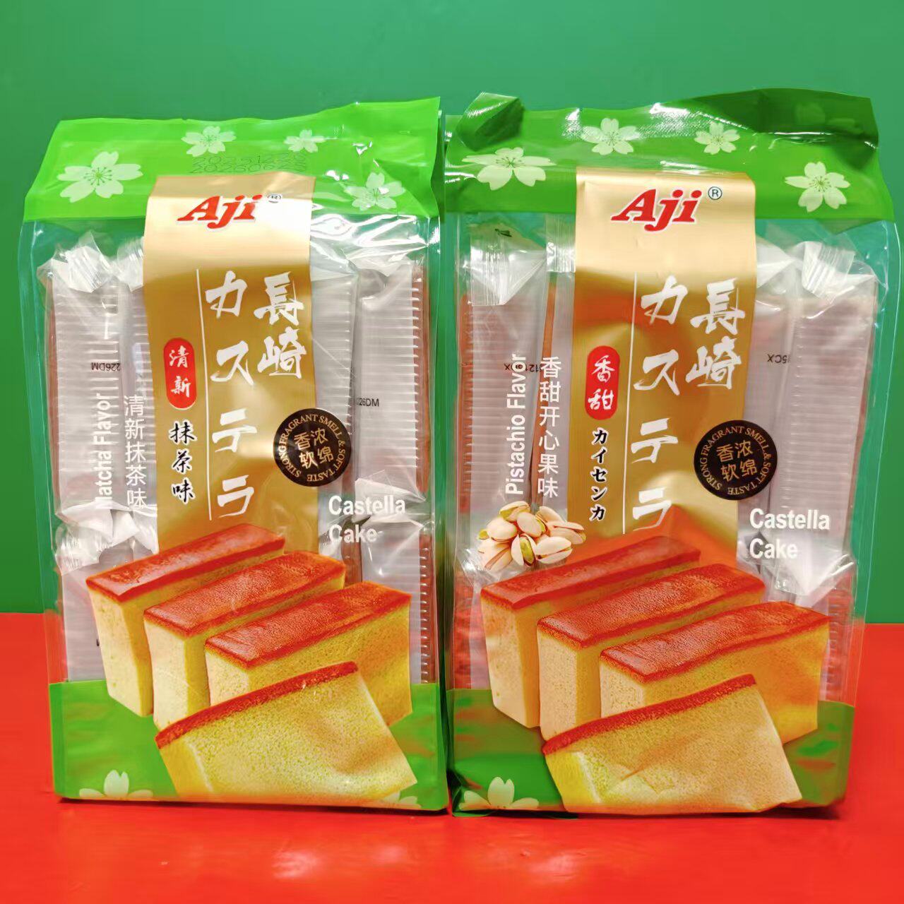 临期特价 Aji长崎蛋糕抹茶味香甜开心果味330g烘烤类糕点早餐零食
