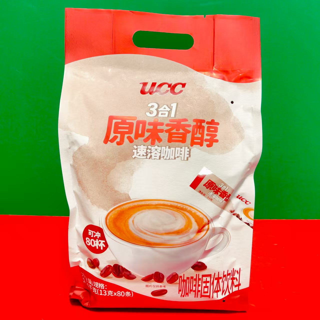 马来西亚进口UCC/悠诗诗3合1原味香醇速溶咖啡1.04kg(13g*80条装)