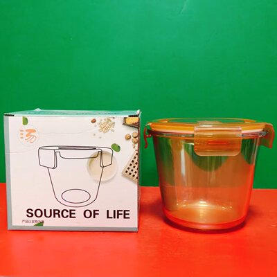 SOURCE OF LIFE时尚保鲜汤桶玻璃汤碗约500ml 便当盒圆形保鲜盒
