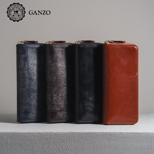 花田笔店 日本GANZO马缰皮三支装笔袋手工皮具笔袋文具袋