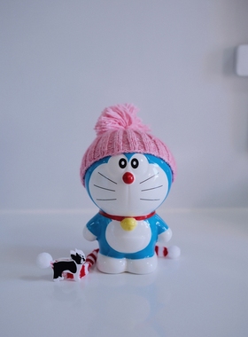 出口日本童年经典蓝胖子陶瓷摆件哆啦A梦叮当猫招财猫家居装饰