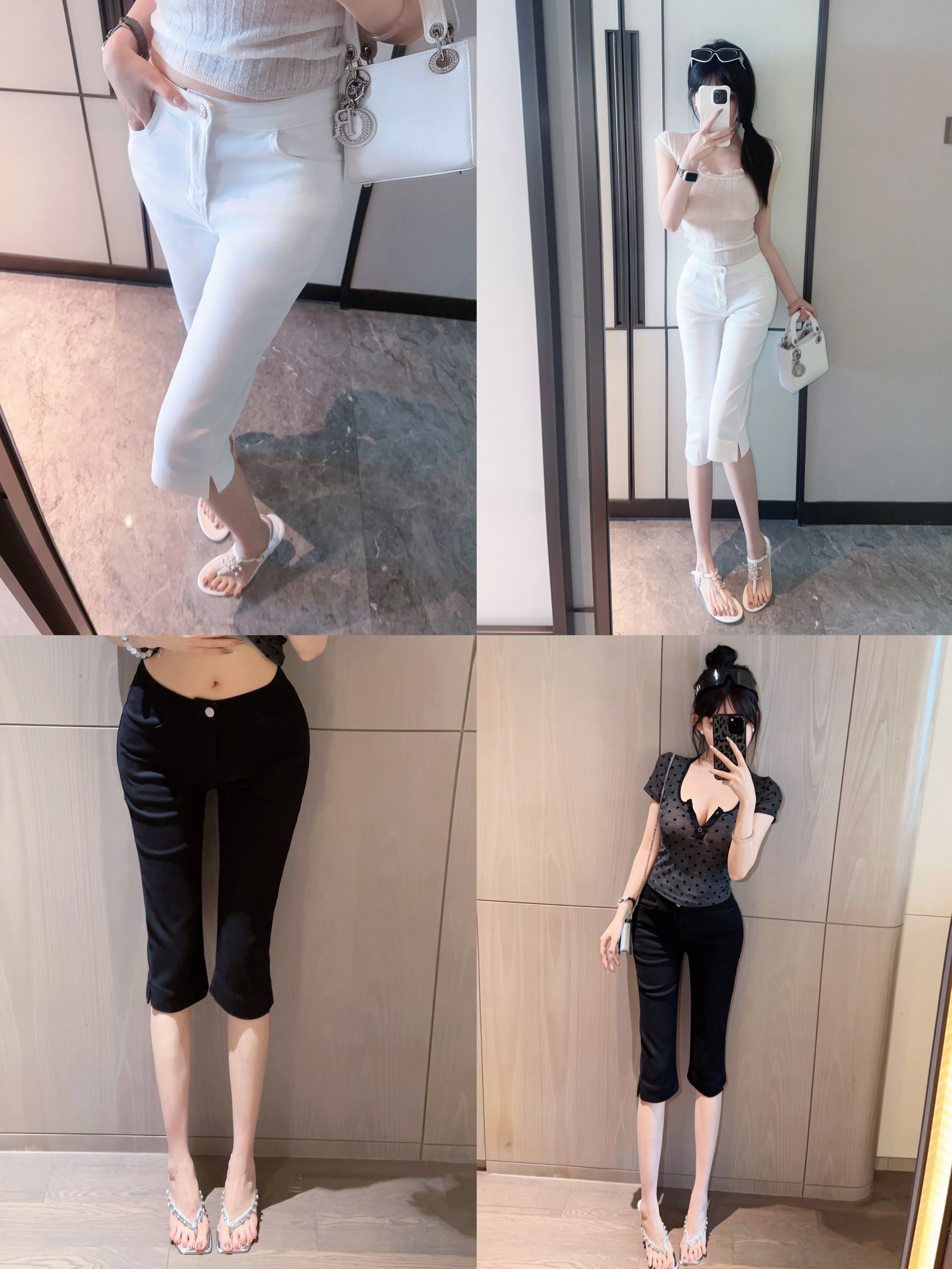 Eva君君酱丰胯紧身包臀六分牛仔裤女显瘦气质百搭开叉休闲中裤韩