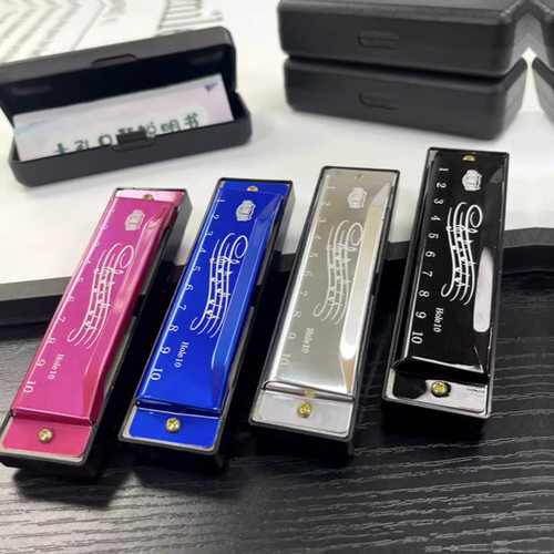 10孔钛金金属口琴吹奏玩具儿童初学者学生用成人自学入门乐器包邮