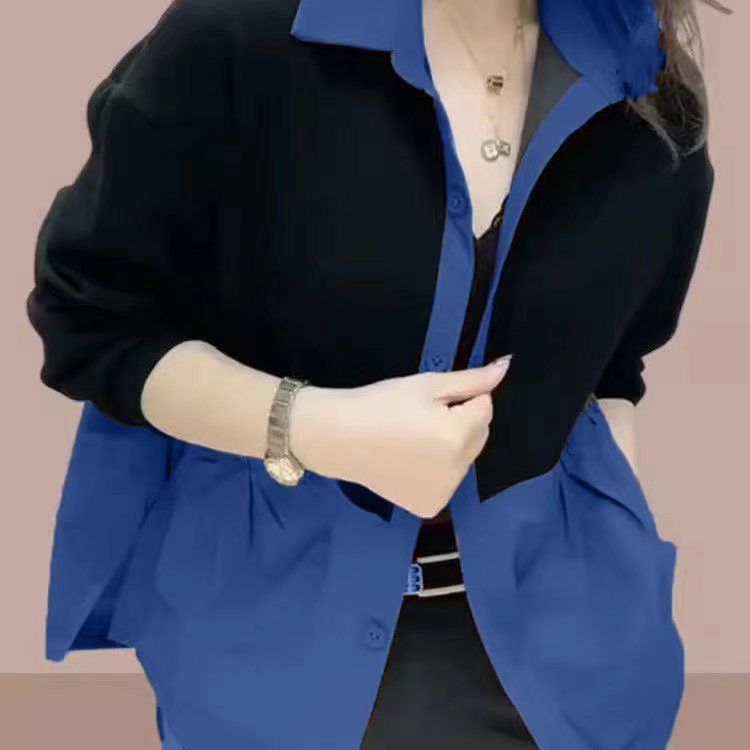 2023春秋季新款女士短外套开衫中老年妈妈假两件女装洋气减龄拼接