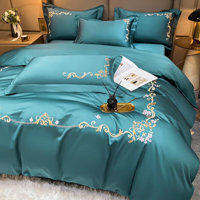 轻奢刺绣长绒棉四件套全棉亲肤