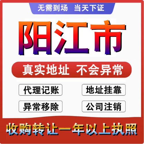 阳江注册公司营业执照代办理电商个体户工商变更地址挂靠异常注销
