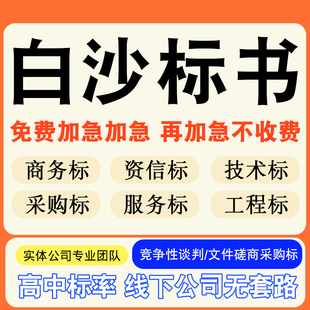 白沙专业标书制作技术标排版服务做方案招标设计电子投标文件编写