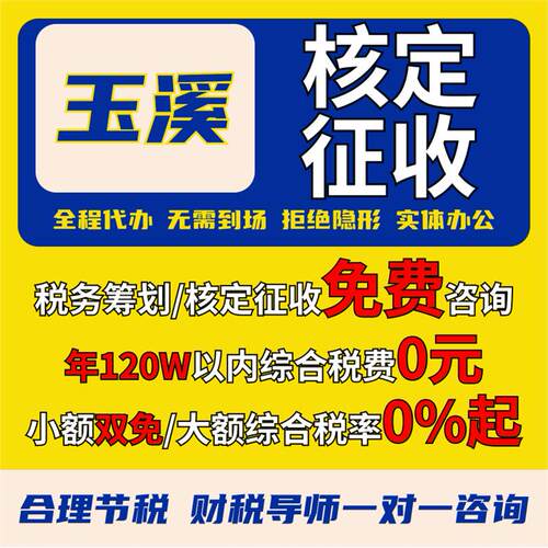 玉溪核定征收个体户小额双免公司核定大额核定税务筹划电商合规