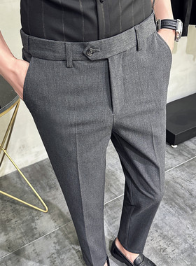 2024春季新款裤子高级感小脚修身休闲拉伸西裤男A311-DK6888-P65