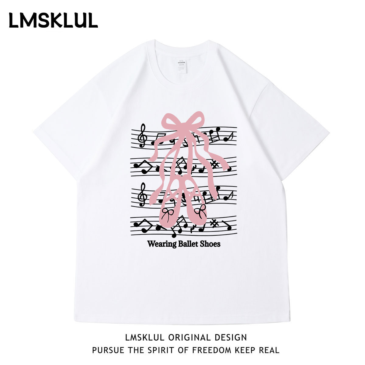 LMSKLUL芭蕾少女风纯棉短袖t恤女2026夏季新款爆款宽松高级感上衣