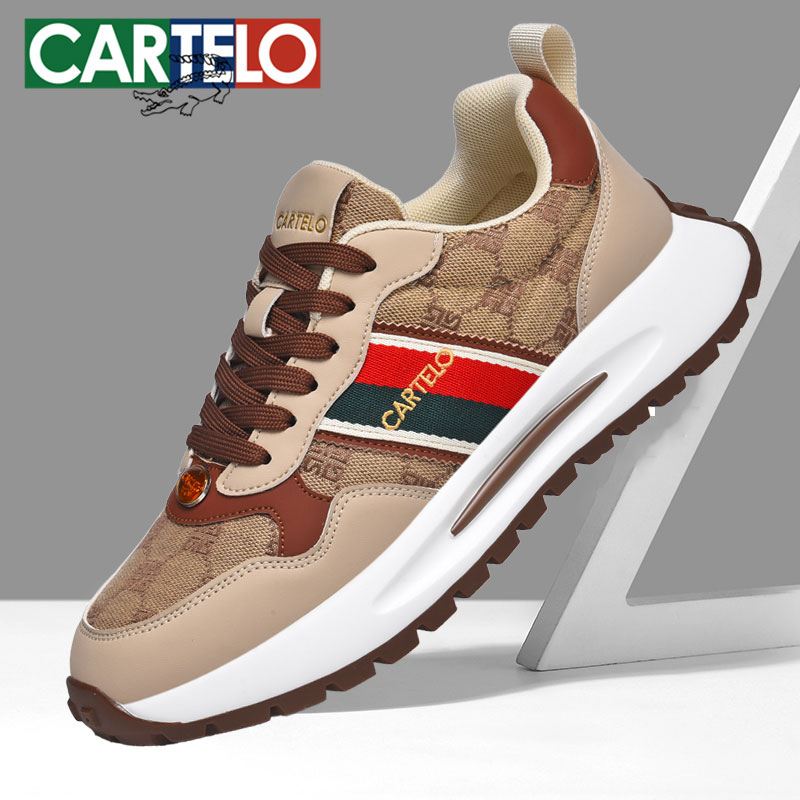 卡帝乐鳄鱼男鞋2025新款秋季脏脏鞋厚底老爹鞋布面透气休闲运动鞋