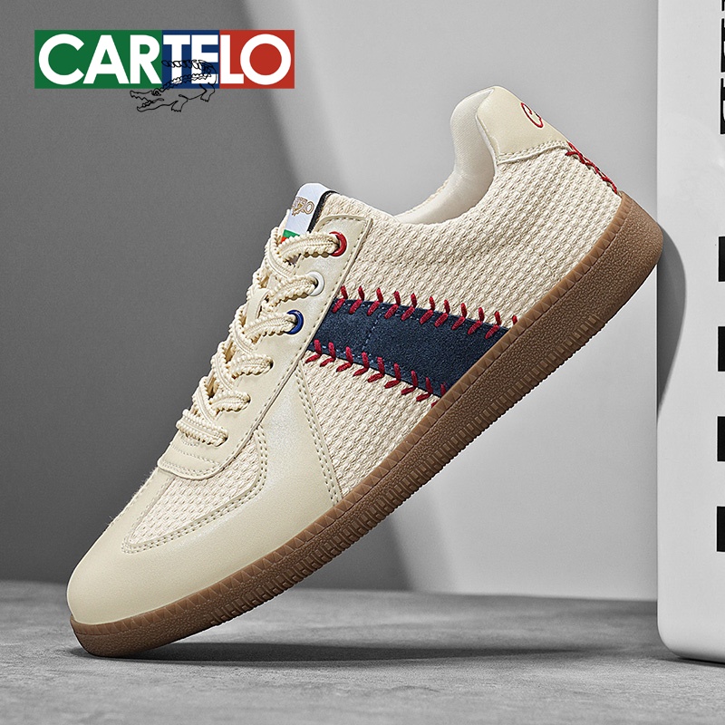 卡帝乐鳄鱼2025秋季新款棒球德训鞋男百搭板鞋网面透气运动休闲鞋