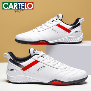 卡帝乐鳄鱼男鞋小白鞋2025新款秋季百搭休闲鞋皮面运动旅游鞋男