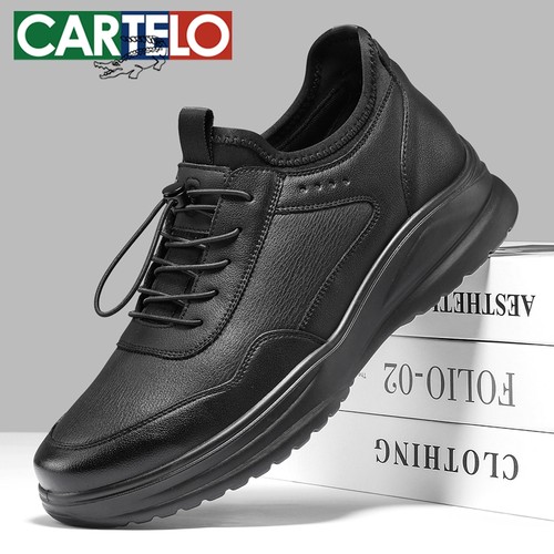 卡帝乐鳄鱼皮鞋男款真皮软底时尚运动休闲鞋厚底轻便百搭通勤男鞋