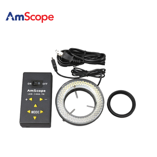 AmScope 144 LED四光区照明可调显微镜环形灯带安装适配圈