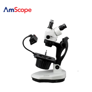 45X三目宝石立体变焦显微镜带荧光灯高清体式 显微镜 AmScope