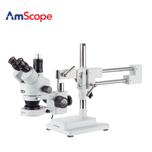 80s灯检测工业显微镜 45X三目变焦体视显微镜带led AmScope