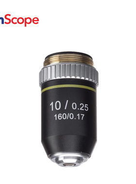 AmScope 10X消色差显微镜物镜黑色面显微镜配件物镜