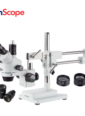 AmScope 3.5X-180X连续变焦三目体视显微镜检查维修工业显微镜
