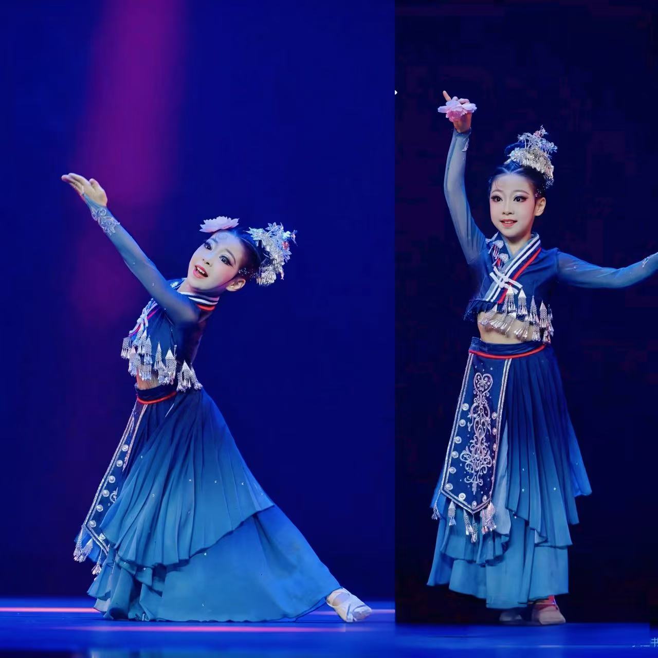 民族舞蹈服装花儿剧目服女子独舞苗族舞台演出表演服装饰艺考定制