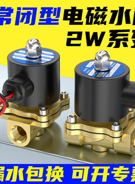 电磁水阀常闭2W不锈钢开关控制阀2分4分6分1寸2寸气阀24V开关阀