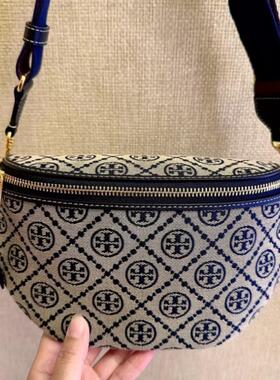 美国代购TB女包TORY BURCH T-MONOGRAM双肩带老花腰包胸包162094
