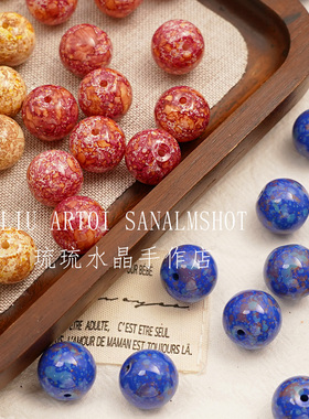 14mm高品油画渐变玻璃珠子DIY饰品配件手工串珠马卡龙手串散珠