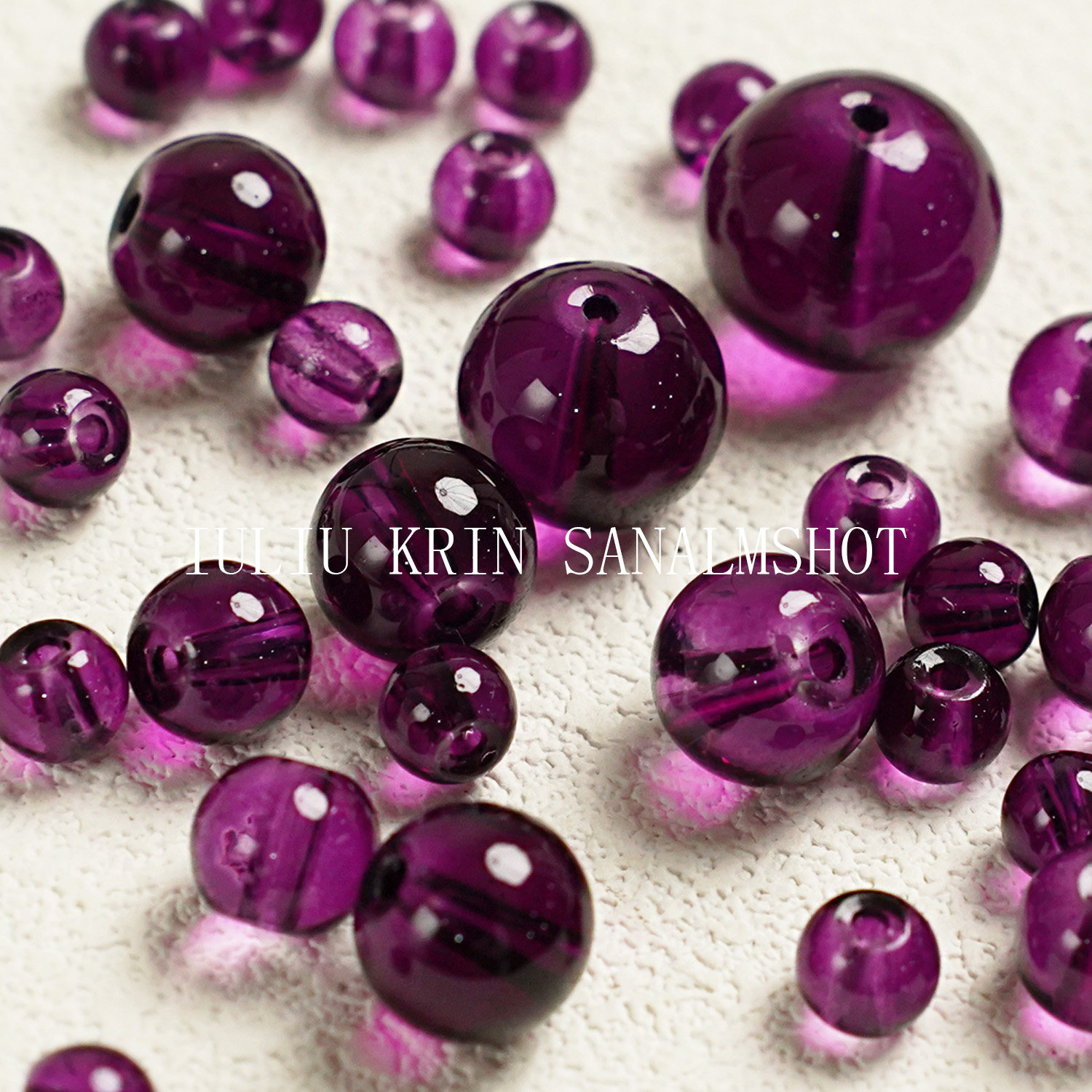 【6-16mm】紫色透明琉璃珠手链项链玻璃材质串珠散珠diy手工配件