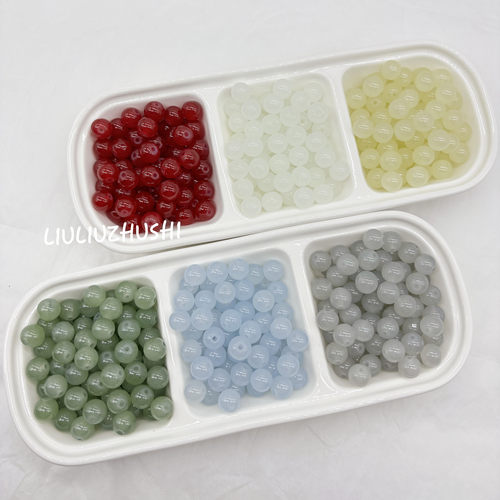 【50颗装】6-12mm纯色琉璃珠子散珠手工diy琉璃珠饰品散珠纯色珠
