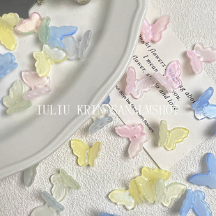 仙气细闪蝴蝶琉璃配件diy手工手链项链材料散珠串珠材料配件