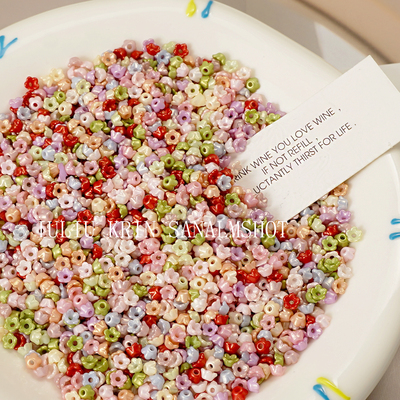 彩色小花珠亚克力珠子DIY配件