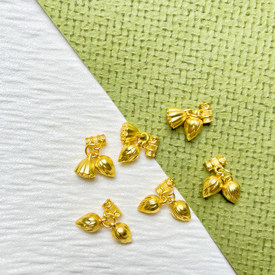 复古金莲花莲子散珠串配饰合金沙金古法金diy手串项链饰品配件吊