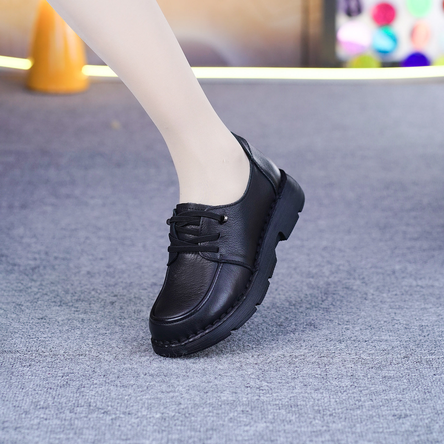 真皮单鞋女春秋新款纯牛皮软底软面圆头系带深口小皮鞋平底妈妈鞋,女鞋,深口单鞋,淘宝优惠券,粉丝福利购,淘宝优惠卷