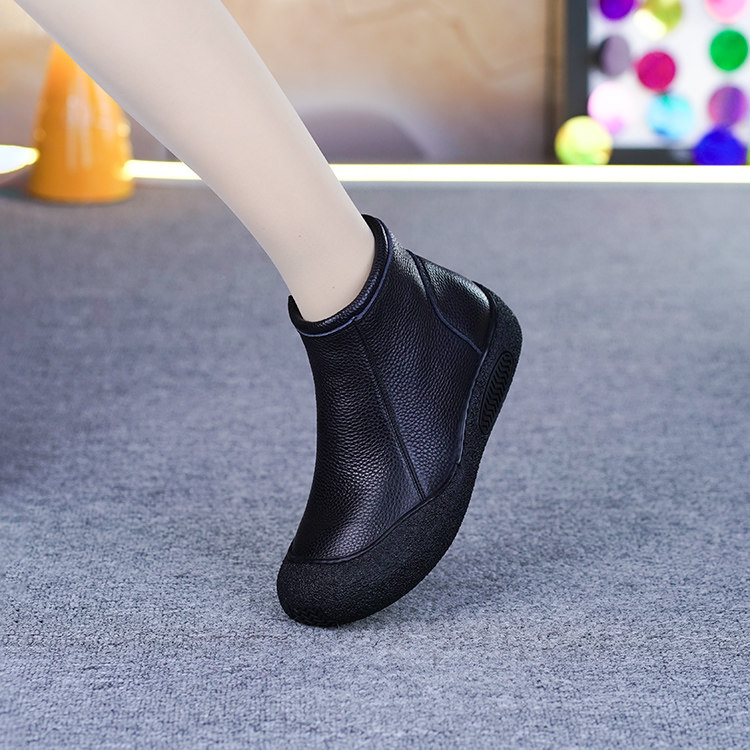 真皮短靴女秋季新款软底软面头层牛皮手工复古平底圆头高帮小皮靴,女鞋,高帮鞋,淘宝优惠券,粉丝福利购,淘宝优惠卷