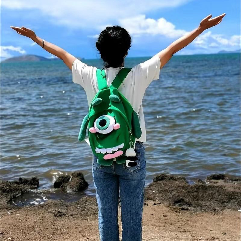 书包搞怪丑萌可爱毛女韩版卡通少女心双肩包小众帆布学生背包百搭