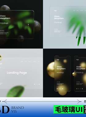 【UI001】透明磨砂毛玻璃样机UI界面平面设计作品集毕业设计封面
