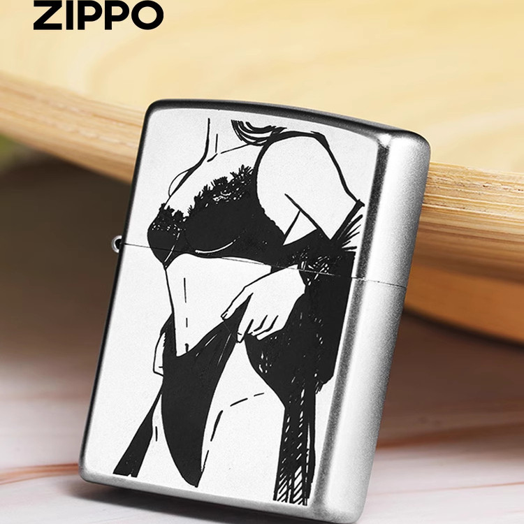 zippo正品煤油打火机防风正版赫拉学姐性感美女送男士生日礼物