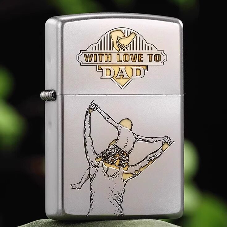 zippo之宝正品煤油打火机磨砂防风精雕父爱如山父亲节送爸爸礼物