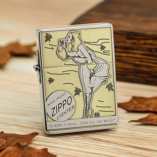 ZIPPO正品 煤油打火机防风1935复刻金银双色风中女郎送男朋友礼物