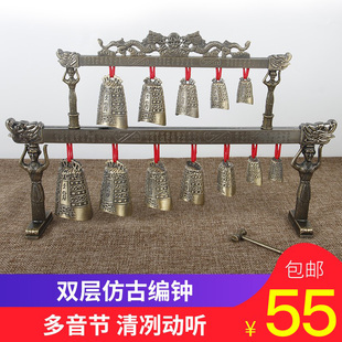 采耳工具奏乐器音阵铃铛仿古双层编钟模型摆件工艺品婚庆影视道具