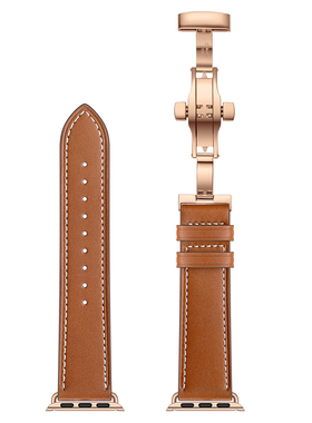 适用苹果手表iwatch表带seies 6代applewatch腕带蝴蝶扣SE/1/2/3/4/5/7代iwatch牛真皮商务表带45/44/38/41mm