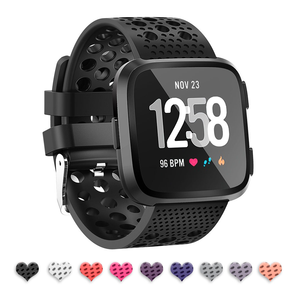 fitbit硅胶手表带versa透气圆孔